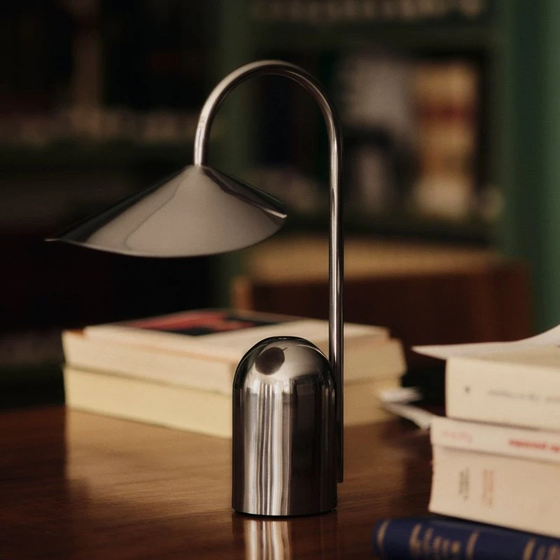 Ferm Living Lampe Arum Rechargeable en Acier Inoxydable