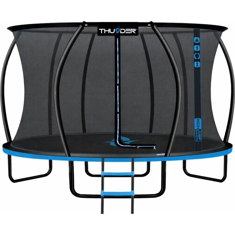 THUNDER Trampoline 12 ft 366 cm Bleu avec filet et échelle