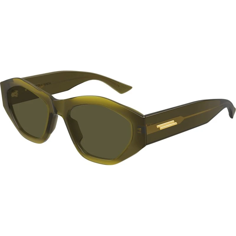 Bottega Veneta BV1408S Lunettes de Soleil Géométriques Vert Olive