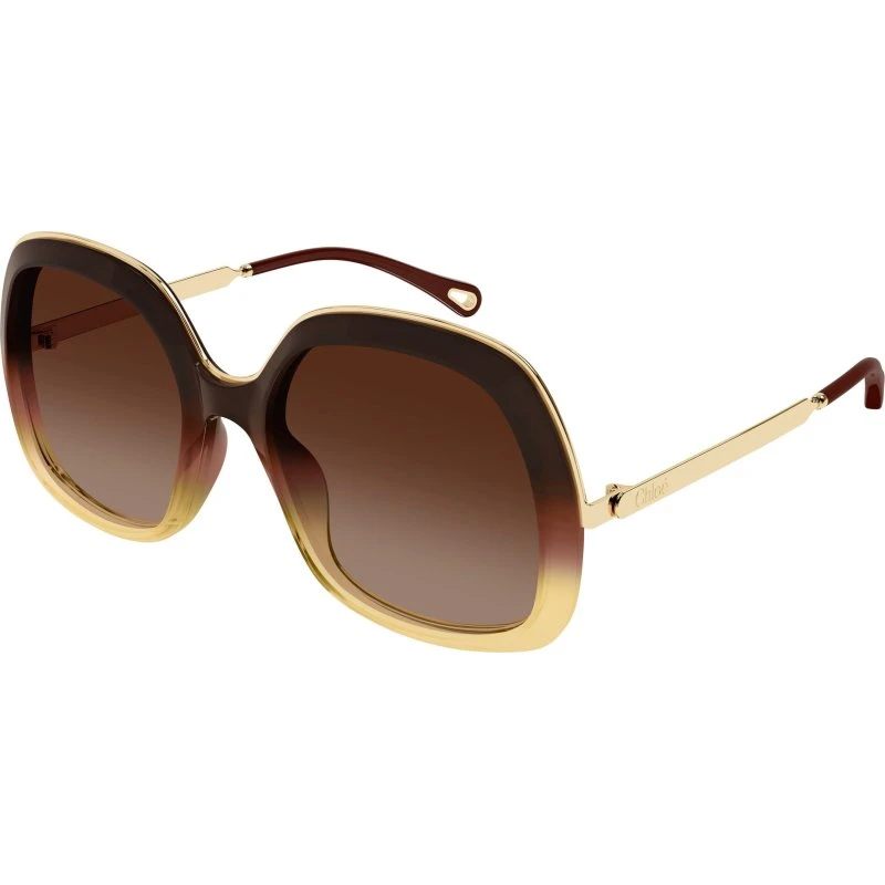 Chloé CH0327S Lunettes de Soleil Carrées Marron pour Femme