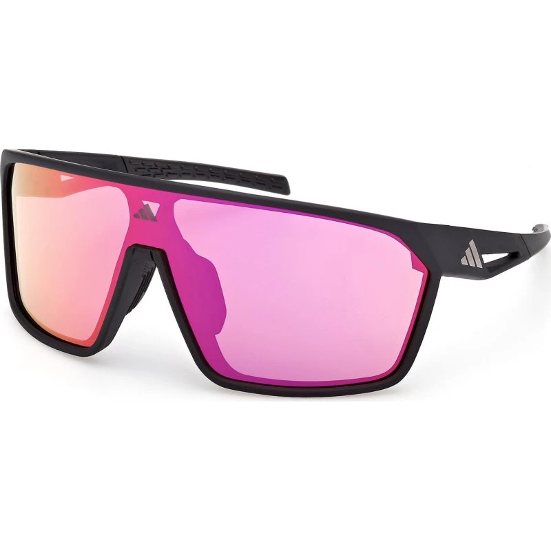 Adidas Sport SP0108 Lunettes de soleil noires à verres miroir roses