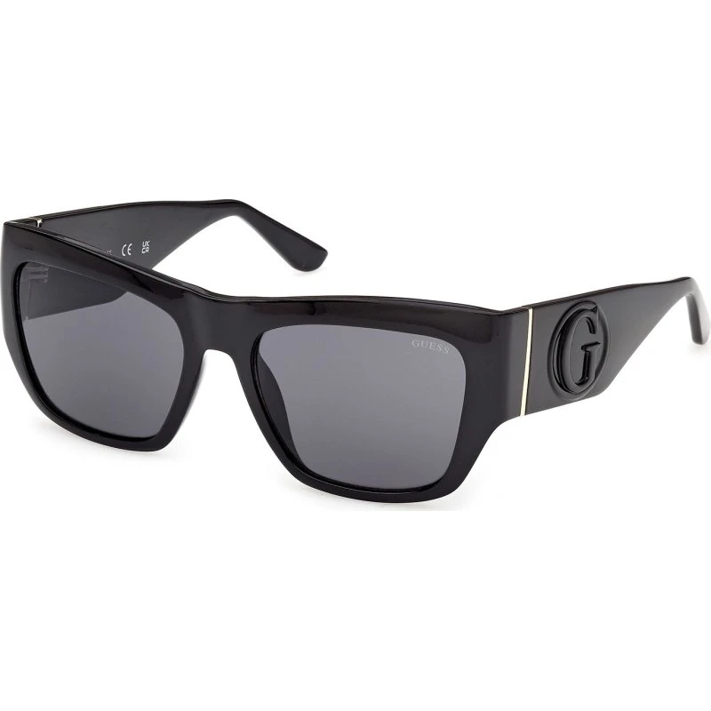 Guess GU00252 01A Lunettes de soleil carrées noires pour femme