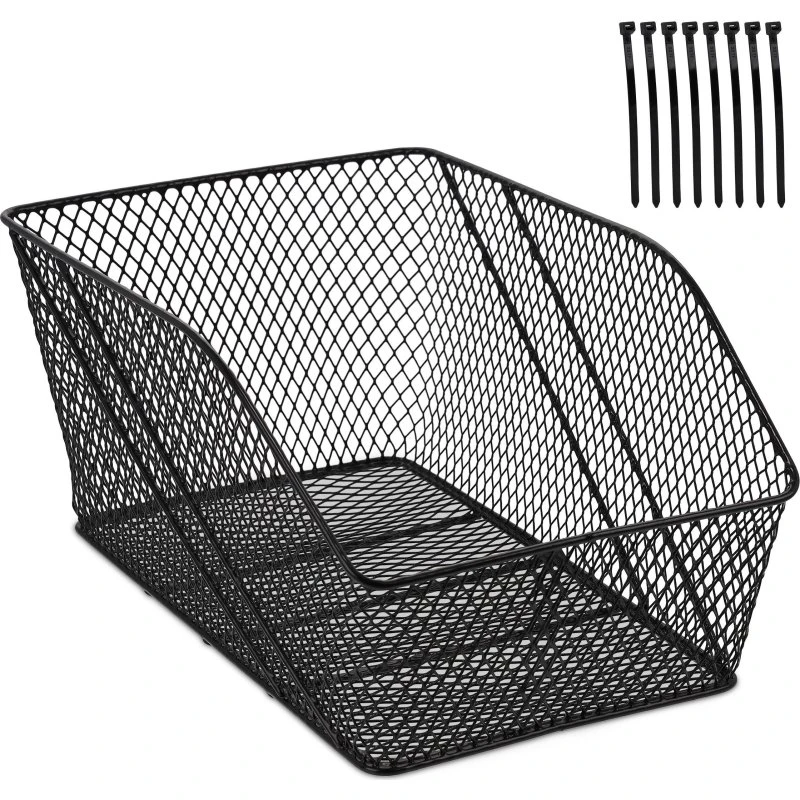 Panier vélo arrière métal avec attaches câbles