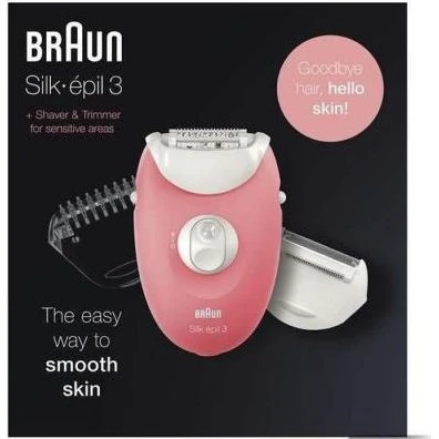 Braun Silk-épil 3 Épilateur Électrique Femme Blanc/Rose