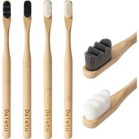Daletu Brosse à dents en bambou poils doux