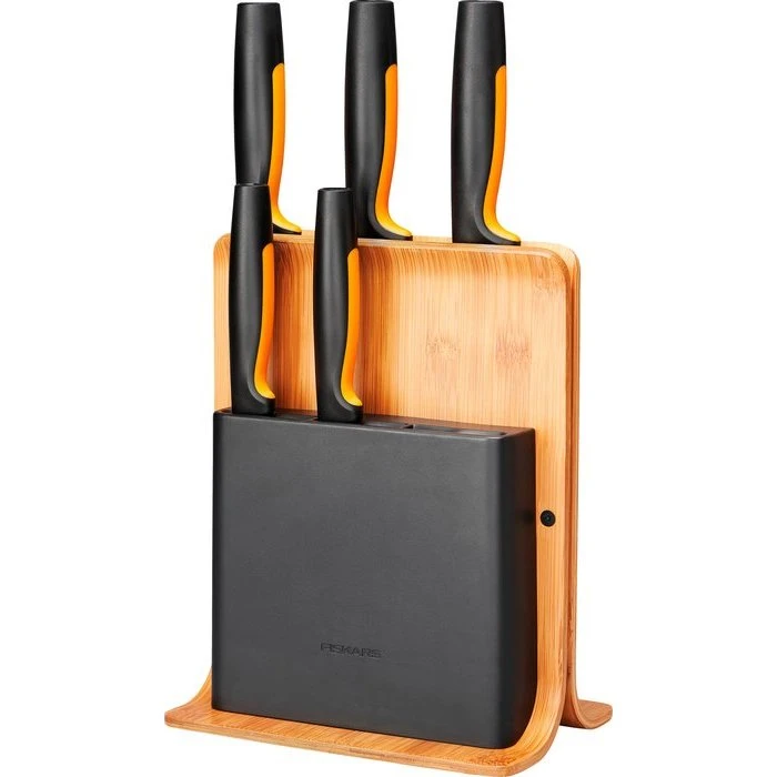 Fiskars Bloc à couteaux en bambou 5 couteaux