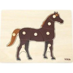 VIGA Puzzle Montessori Cheval en Bois