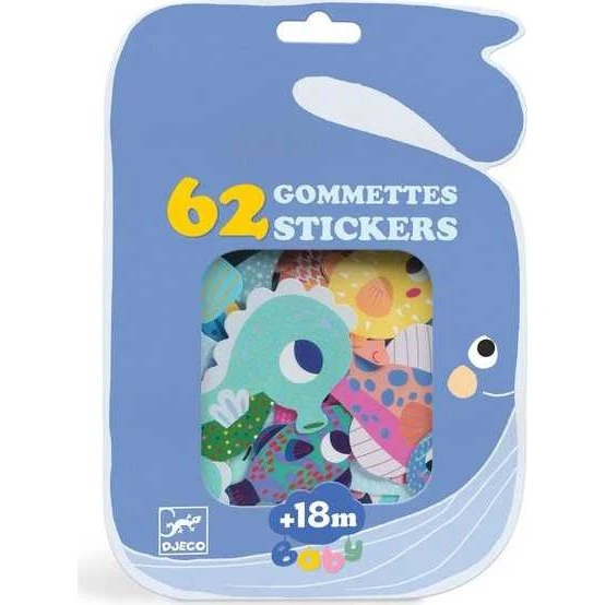Djeco Autocollants Animaux de la mer - 62 pièces