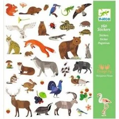 Djeco Stickers Faune - 160 autocollants animaux d'Europe