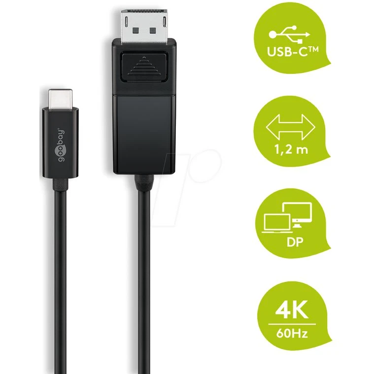 Goobay 79295 Câble USB-C vers DisplayPort 1,2 m Noir