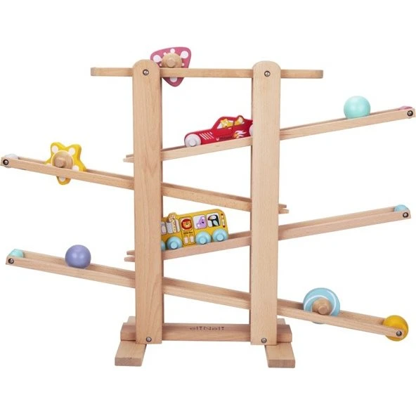 Circuit à billes en bois XL Voiture & Bus - Set animaux