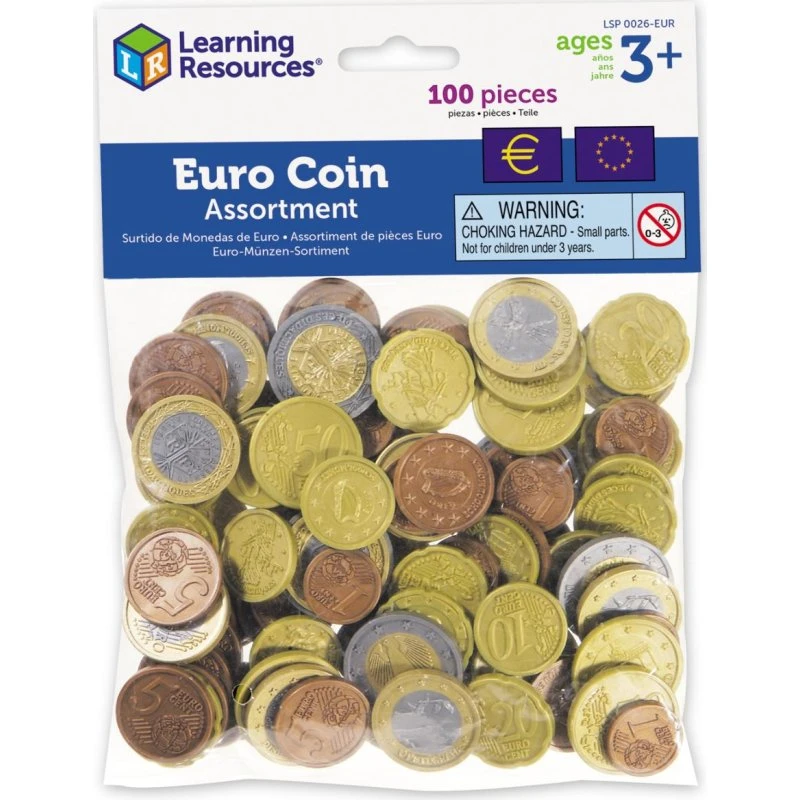 Learning Resources - Set de 100 Pièces Euro Factices
