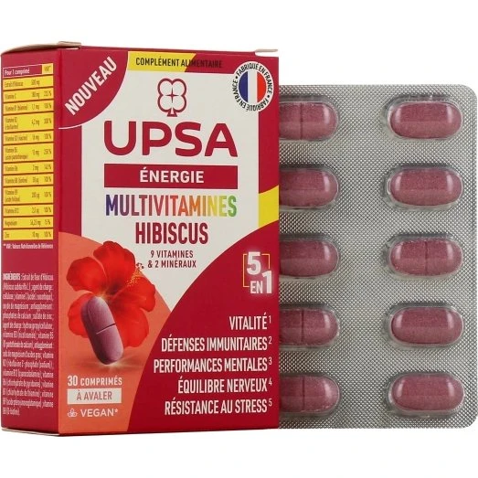 Upsa Energie Multivitamines Hibiscus 30 comprimés