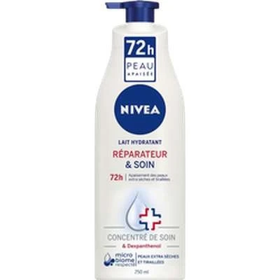 NIVEA Lait Hydratant Réparateur 72h 2x250 ml