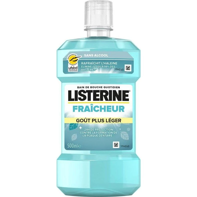 Listerine Fraîcheur Goût Plus Léger Sans Alcool 500ml