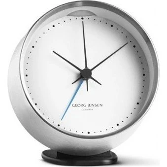 Georg Jensen Henning Couple Alarm Clock Acier Inoxydable 10 cm