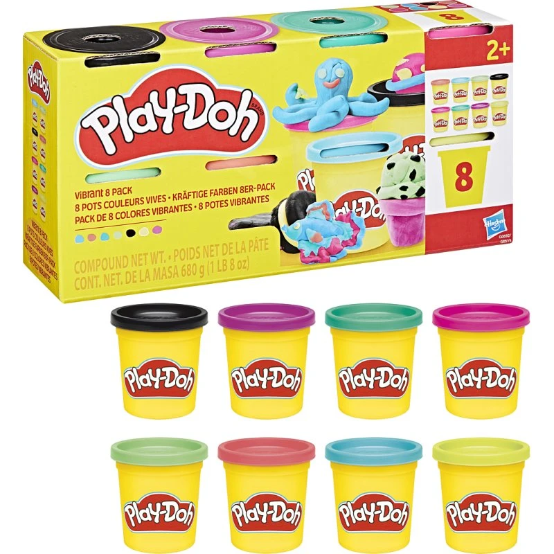 Play-Doh 8 pots de 85 g - Couleurs vives