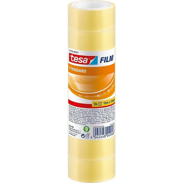 TESA Ruban Adhésif Transparent 19 mm x 10 m (8 Rouleaux)