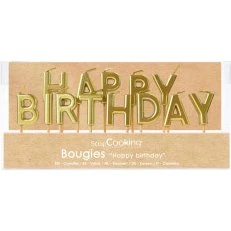 Bougie Happy Birthday Dorée pour Déco Gâteau