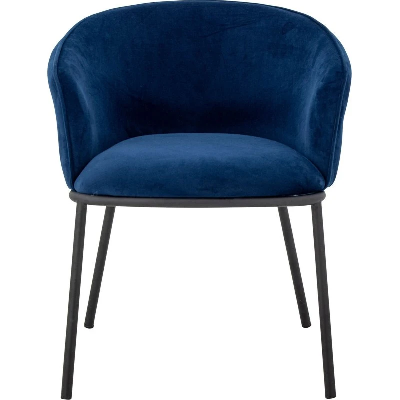 Bloomingville Chaise Cortone Bleu Velours Recyclé 60x63x76cm