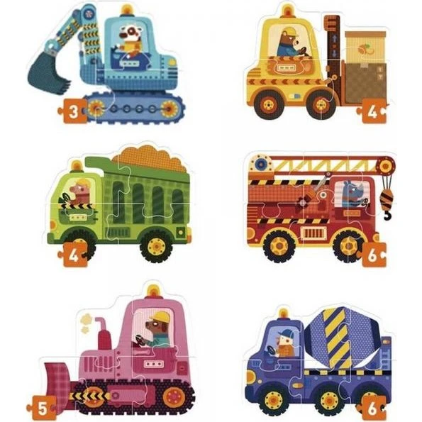 Mon 1er puzzle chantier - 6 puzzles 3 à 6 pièces