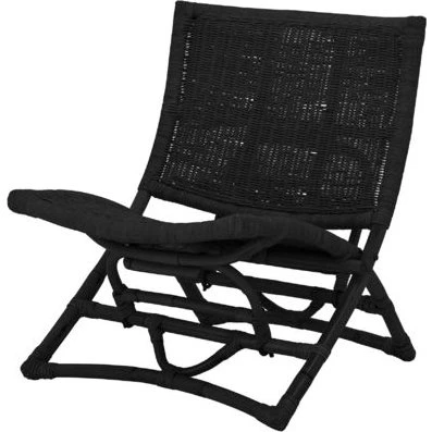 Bloomingville Fauteuil Baz Noir Rotin Pliable