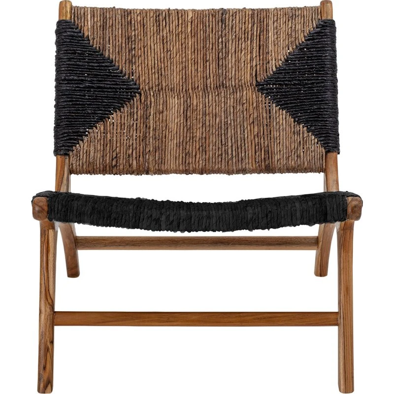 Bloomingville Grant Chaise Lounge Teck Feuilles de Bananier Noir