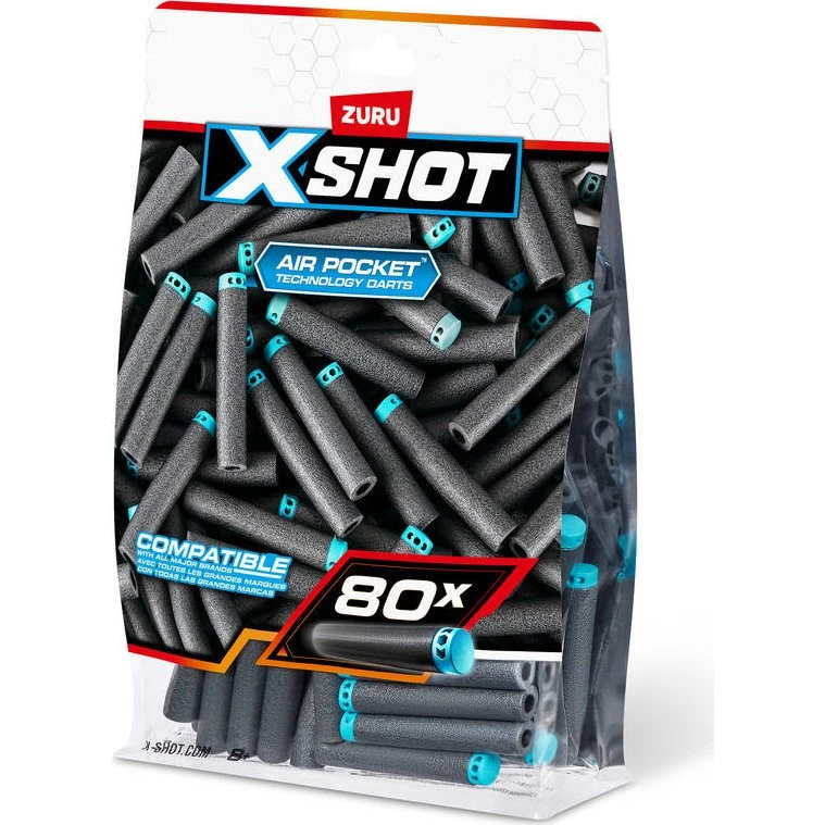 X-Shot Flèchettes en mousse 80 pièces - Gris/Bleu
