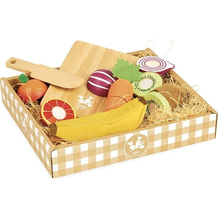 Vilac - Set Fruits et Légumes à Découper en Bois (7 Pièces)