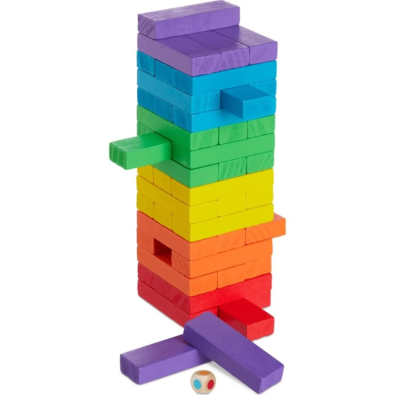 Tour Infernale en Bois Multicolore - Jeu de Stratégie Familiale