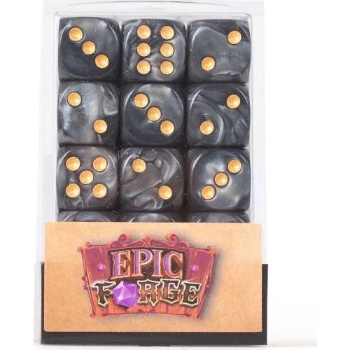 Epic Forge - Lot de 36 dés D6 12mm noir