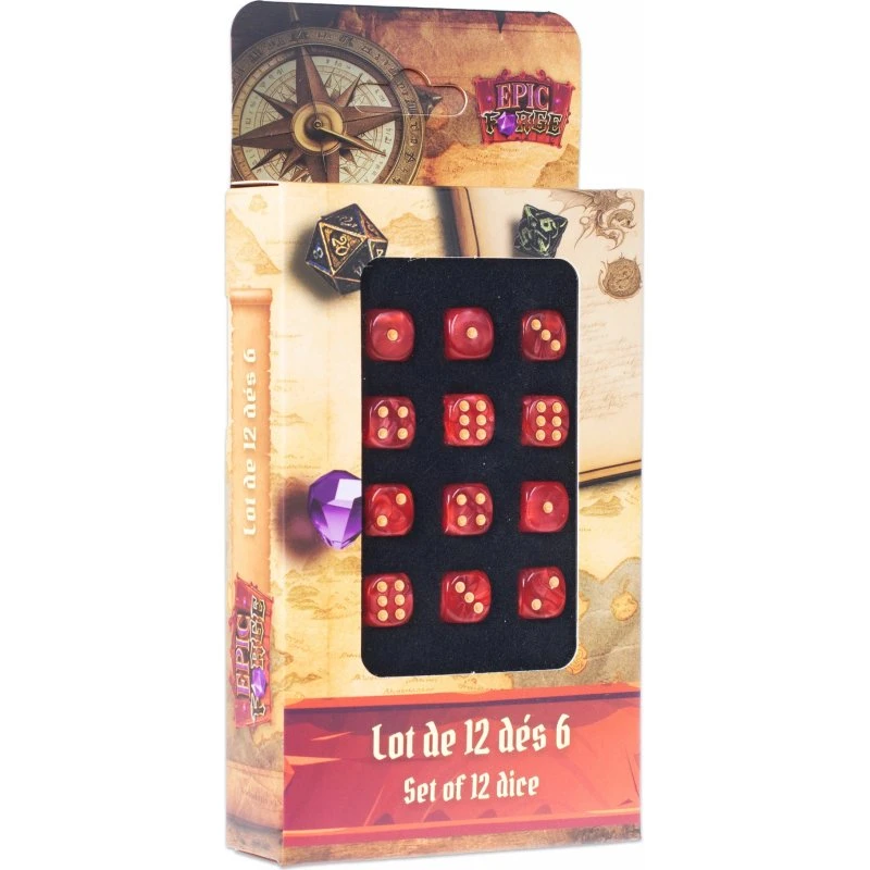 Micromania - Lot de 12 dés d6 rouges 12mm