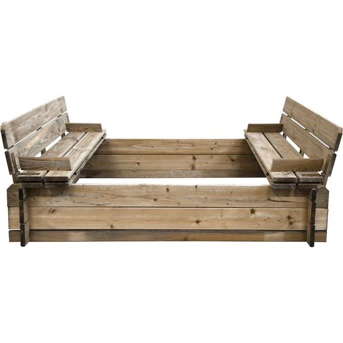 Bac à sable en bois avec bancs Pin Sylvestre 120x120 cm