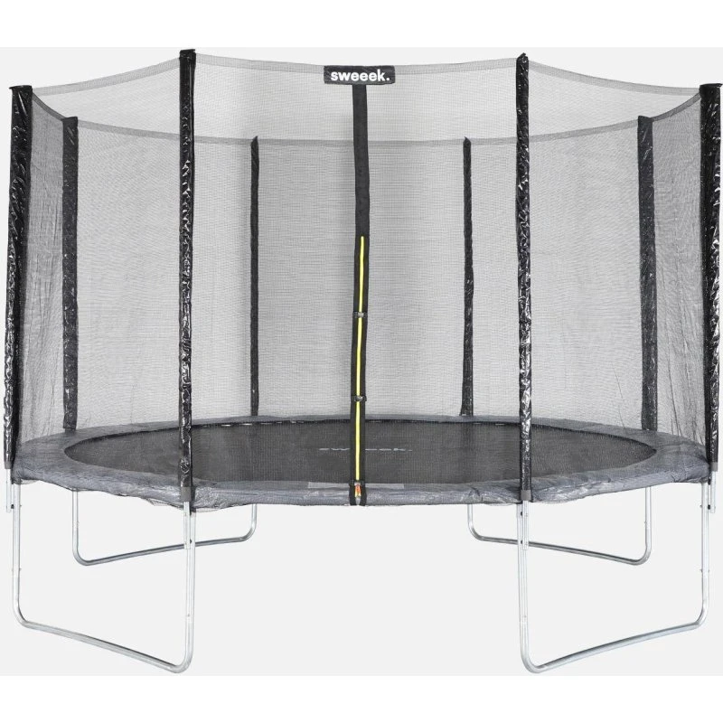 Saturne Trampoline 370 cm Gris avec Filet de Sécurité