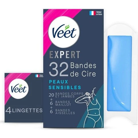 Veet Expert Bandes de Cire Froide Peaux Sensibles x32