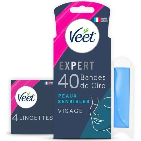 Veet Expert Bandes de Cire Froide Visage Peaux Sensibles