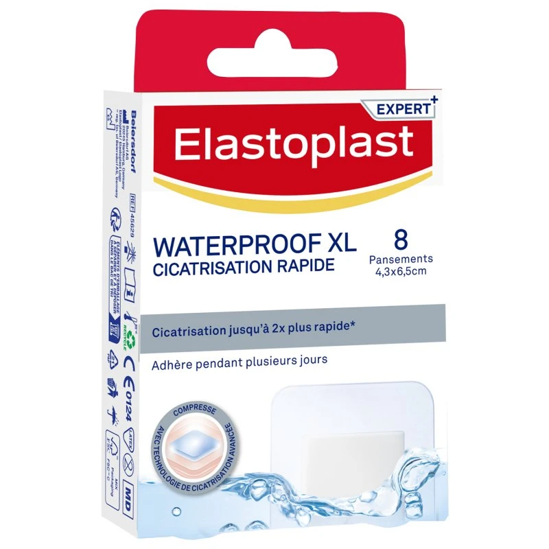 Elastoplast Waterproof XL Cicatrisation Rapide - 8 Pansements