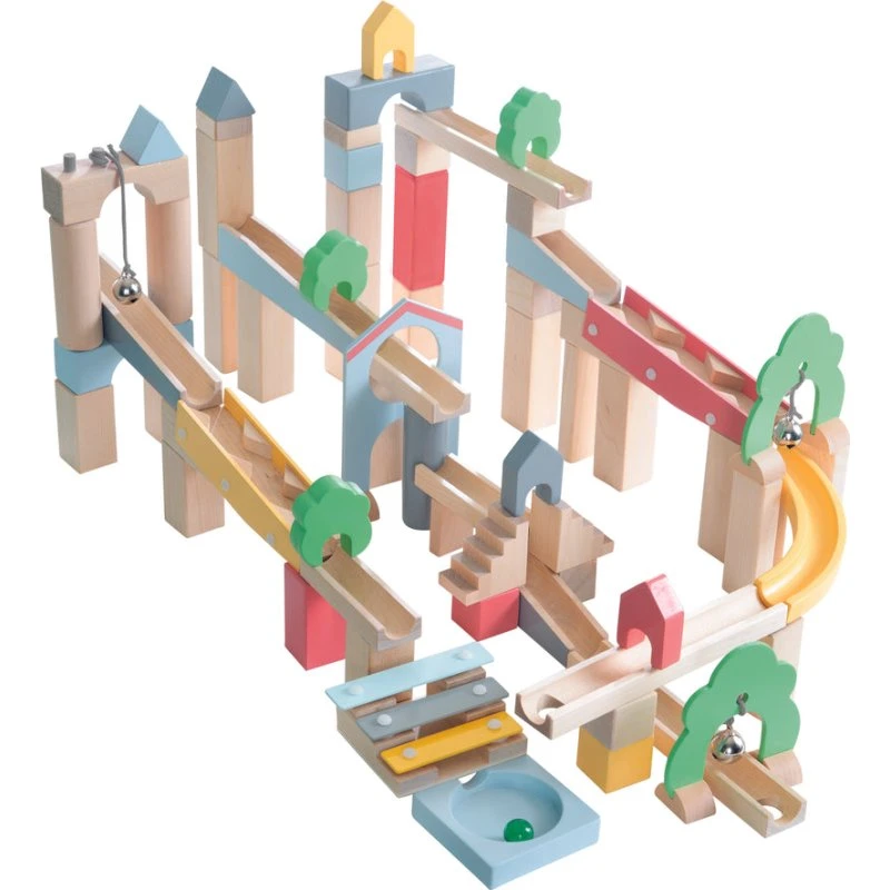 roba Circuit de billes en bois 60 pièces + extension 20 pcs