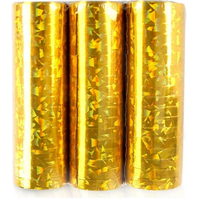 Serpentin Papier Holographique Or 3 Rouleaux