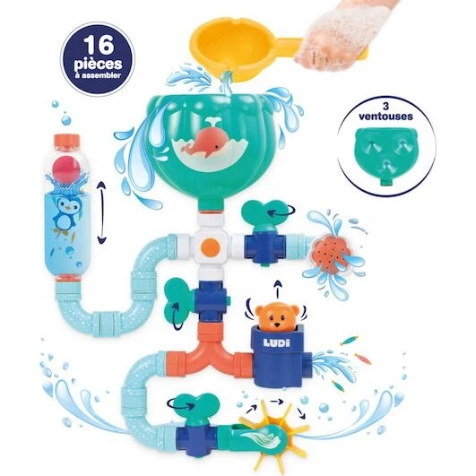 Ludi Maxi Circuit d'Eau - Jouet de bain modulable
