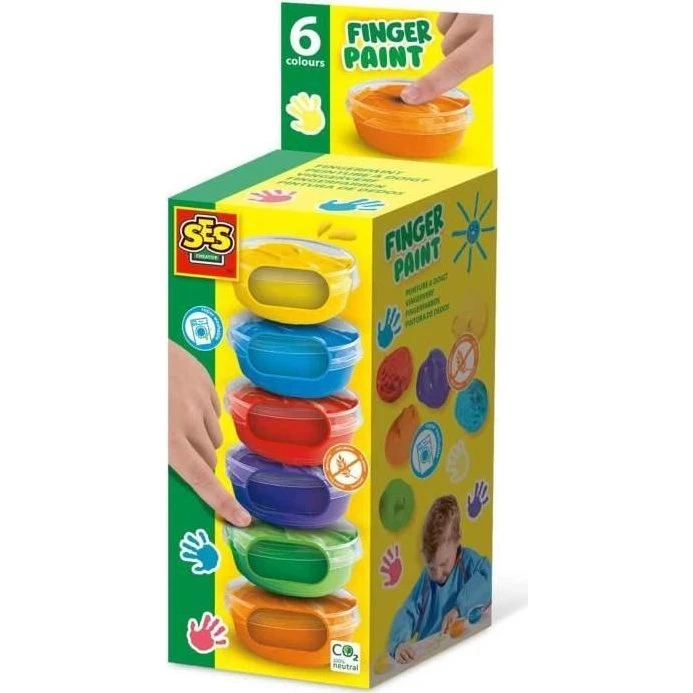 SES CREATIVE - Peinture au doigt 6 couleurs x 45ml