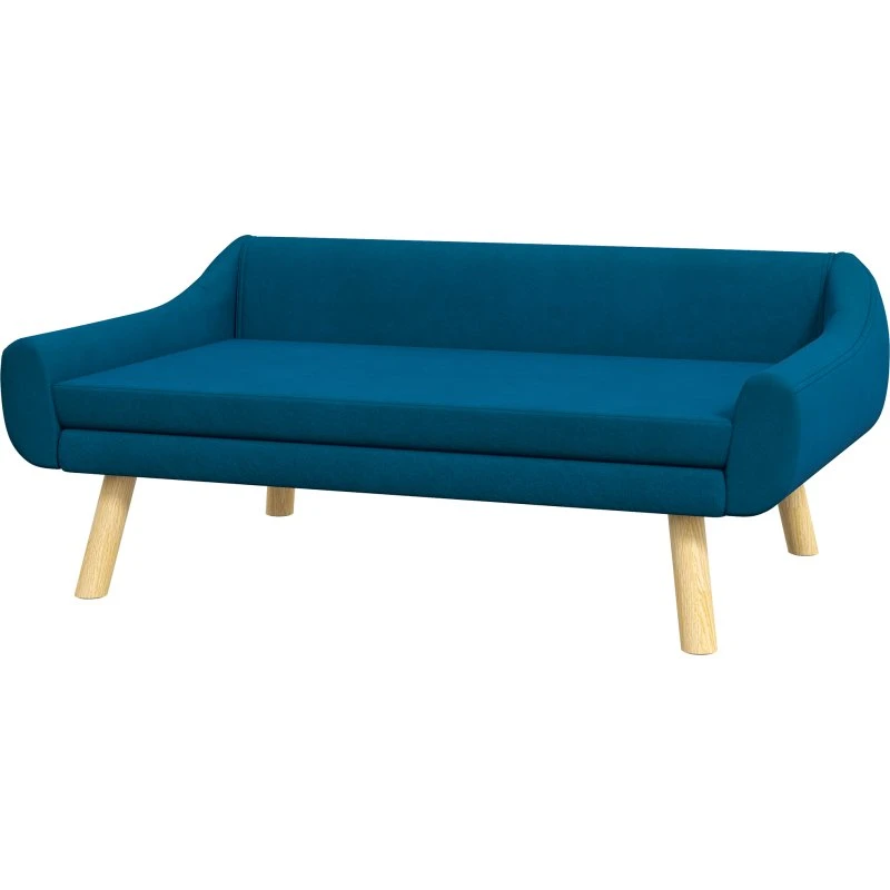 PawHut Canapé Chien Design Scandinave Velours Bleu Canard