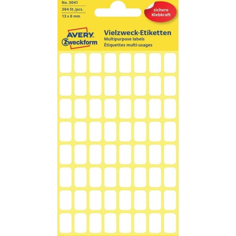 Avery Zweckform 3041 étiquettes 13 x 8 mm blanc (384 pièces)