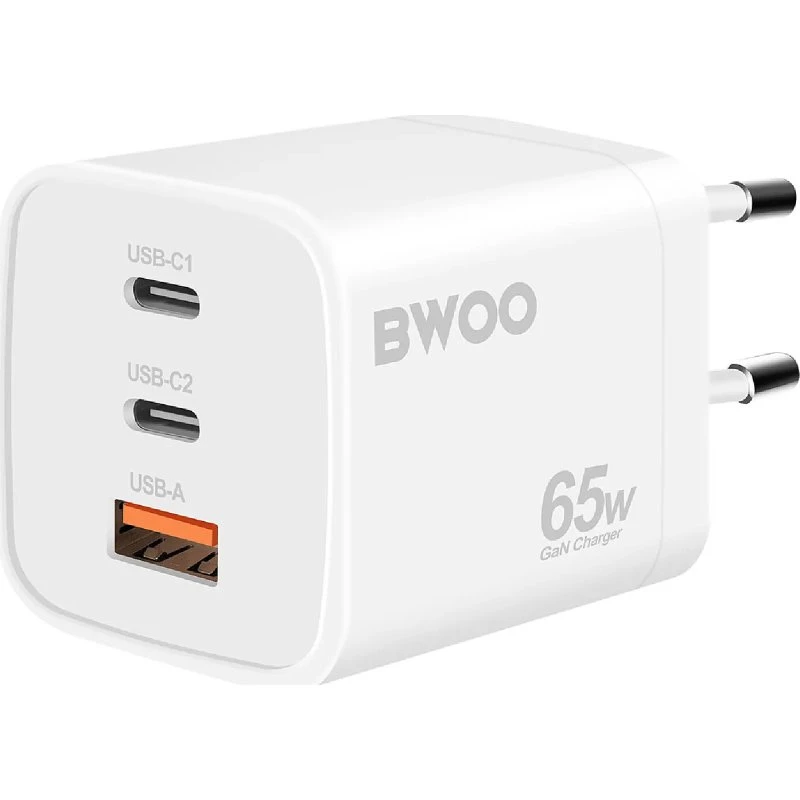 BWOO Chargeur 65W GaN USB-C 2 ports