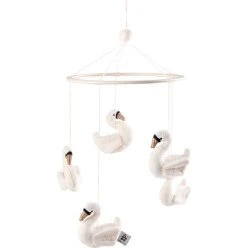 Sebra Mobile Bébé Cygne en Bois Naturel