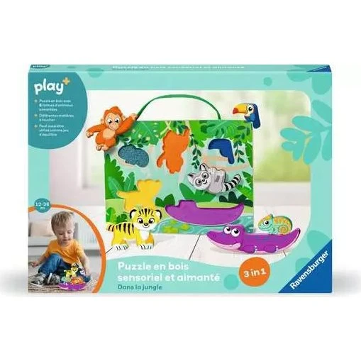 Ravensburger Play+ Puzzle en bois sensoriel et aimanté : Dans la jungle
