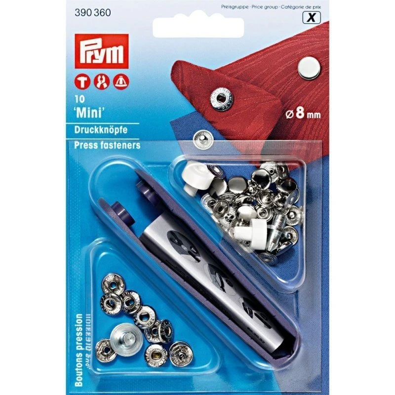 Prym Mini Boutons Pression 8mm Argent Lot de 10