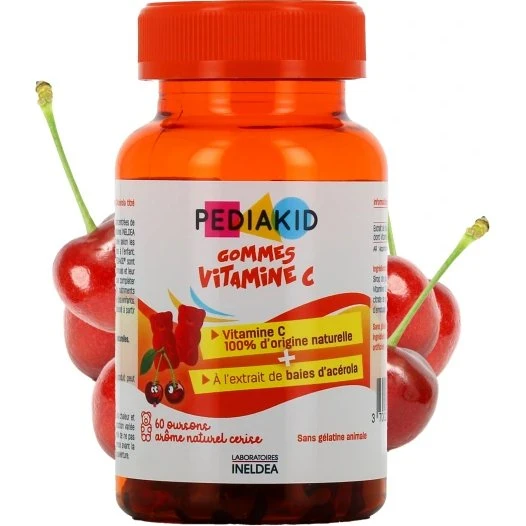 PEDIAKID Gommes Vitamine C Arôme Cerise 60 unités