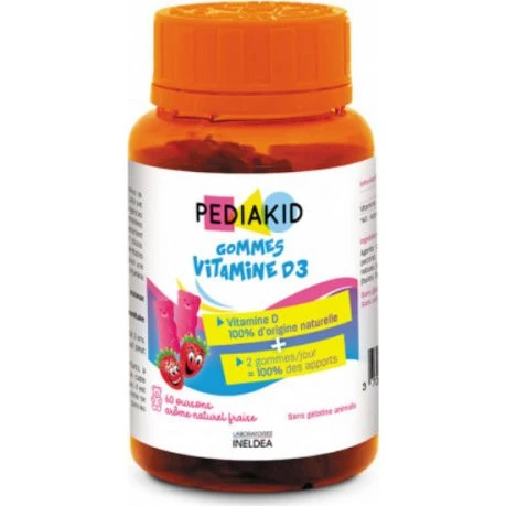 PEDIAKID Gommes Vitamine D3 Arôme Fraise 60