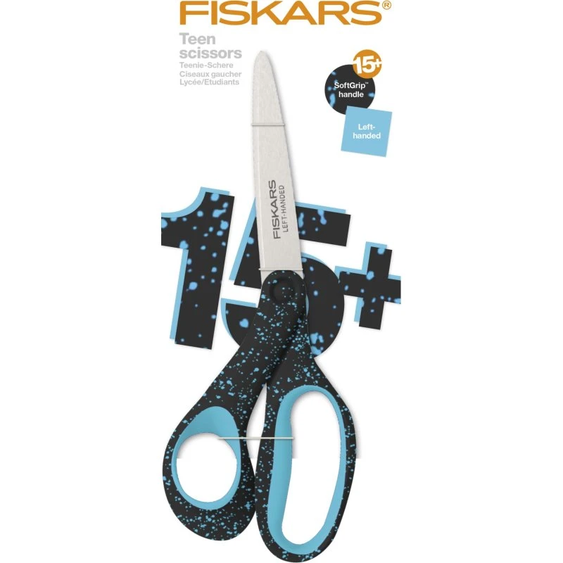 Fiskars Ciseaux Gaucher 20 cm Softgrip Bleu Moucheté
